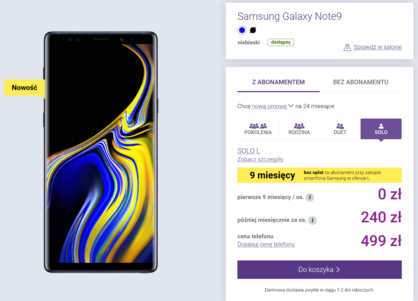 samsung galaxy note9 super cena w play abonament samsung galaxy note9 super cena w play